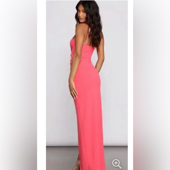 NWOT-Windsors Coral Sasha Formal High Slit Wrap Dress with V-Neckline, Size M - Picture 7 of 16